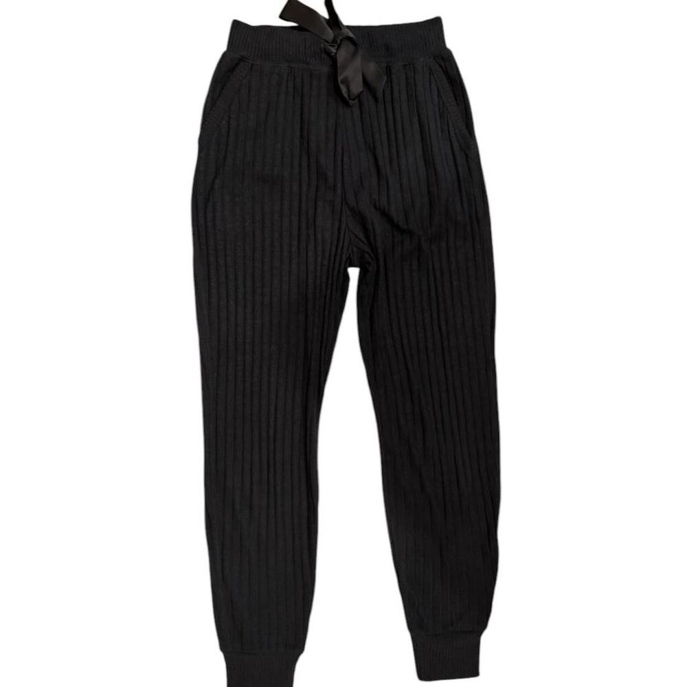Abercrombie & Fitch black ribbed pajama joggers with tie waist